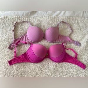 2 pink padded 34D Victoria Secret bras
